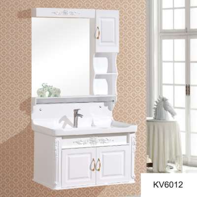 Wall Mount North European Bathroom Vanity White with Wash Basin and Side Cabinet