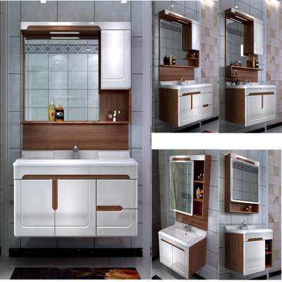 North America Elegant Simple Style Solid Wood Bathroom Vanity Cabinet Set