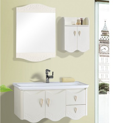 Popular Wave Shape Design PVC Curved Bathroom Vanity Cabinets by Factory